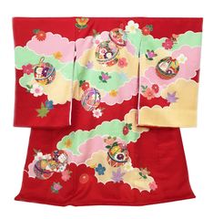 手描き 京友禅 金駒刺繍 女の子 お宮参り着　雲取りに鞠柄　産着　祝い着　3207