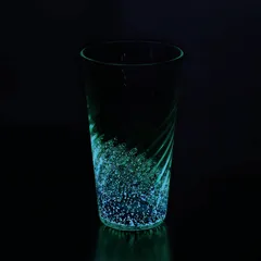 琉球ガラス　蓄光　＜群星ロンググラス　 青＞