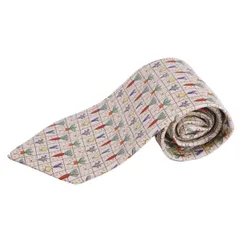 美品 エルメス HERMES ネクタイ 総柄 シルク メンズ フランス製 マルチ