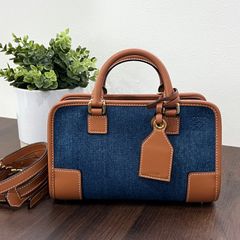 [希少美品]LOEWEロエベ アマソナ23 デニムキャンバス ハンドバッグ ショルダー 2WAY レディース お出掛けに AMAZONA