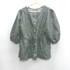 ◇ ⊂ GLOBAL WORK グローバルワーク 綿混合 七分袖 チュニック サイズF ダークグレー レディース E  【1410290066799】