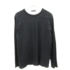 コムサイズム COMME CA ISM ニット 長袖 チェック柄 カットソー Tシャツ 長袖 ラウンドネック 無地 2点セット M ブラック 黒 ホワイト 白 /YM6