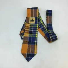 4135 【正規品】Vivienne Westwood ネクタイ シルク オレンジｘネイビー タータンチェック オーブ ヴィヴィアンウエストウッド