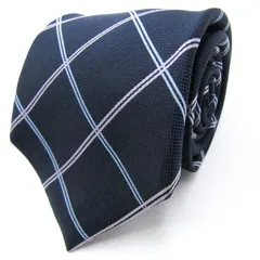 タカキュー ブランド ネクタイ シルク 格子柄 メンズ ネイビー TAKA Q 【中古】