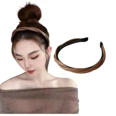 カチューシャ フェイクレザー ヘアバンド クロス ねじり ツイスト 編み込み風 ロープ風 痛くない (モカ, フリーサイズ) [モカ] [フリーサイズ]のサムネイル
