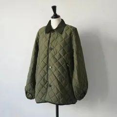 GYMPHLEX | NYM QUILT DOWN PUFF SLEEVE MIDDLE COAT (dull olive/black) size 14 | ジムフレックス キルティング ダウン