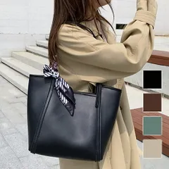 スカーフリボン付きトートバッグ レディース かばん 10代 20代 30代 韓国ファッション 韓国 オフィスカジュアル キレイめ 通勤 通学 ポーチ付き