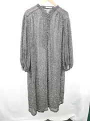 ◇ ⊂ NICE CLAUP ナイスクラップ ドット 水玉柄 長袖 ロング丈 ワンピース サイズF ブラック レディース E  【1506180007307】