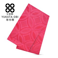 【新品・未使用】浴衣帯 半巾帯 七宝柄 半幅帯 チェリー ワイン 単品 夏祭り 花火大会 夕涼み会 レディース No.5