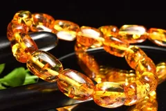 バルト海産 アンバー琥珀　10-15x9-10mm　タンブル ブレスレット  1個売り パワーストーン 天然石 _BG5972-2