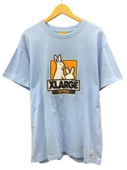 #FR2 (エフアールツー) XLARGE エクストララージ コラボ ウサギ プリント ロゴ刺繍 半袖 Tシャツ ライトブルー メンズ/025