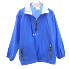 NIKE ナイキ 90s 00s 白タグ オールド ハーフジップ ウインドブレーカー M ブルー プルオーバー メンズ 古着