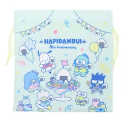 【メール便】はぴだんぶい 巾着袋 リボンフラット巾着 きんちゃくポーチ おにぎり サンリオ ティーズファクトリー 小物入れ キャラクター グッズ 