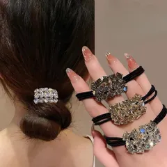 ヘアゴム お団子ヘア 韓国風 キラキラ ビジュー 上品 大人可愛い ヘアアクセサリー 女子会 デート おしゃれ 成人式 入学式 卒業式 発表会 結婚式 フォーマル ビジネス 披露宴