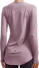 レタヤ ヨガウェア トップス 長袖 ロング お尻が隠れる 筋トレ すぐ乾く 体型カバー スポーツチュニック トレーニングウェア ランニング(ミスティピンク,  L)