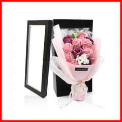【特売】HANASPEAK ソープフラワー 花束 母の日 卒業式 敬老の日 プレゼント バレンタインデー クリスマス お花 誕生日 プレゼント 女性 人気 フラワーギフト バラ(ピーチ)