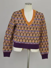 ヴィヴィアンタム VIVIENNE TAM VN 総柄 カットソー/シャツ リブ Blouse 38サイズ マルチカラー(Multi-Brown) レディース u_s F-L7743のサムネイル