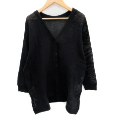 チャオパニック ティピー CIAOPANIC TYPY カーディガン ミドル丈 Vネック メッシュ ONE 黒 ブラック /SM45