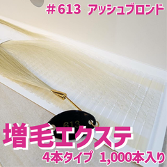 増毛 エクステ 35cm ＃613 アッシュブロンド [ 1本の髪の毛に4本の毛を取り付けるタイプ × 250ループ ]  1,000本入り