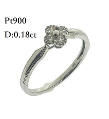 Pt900 天然 フラワーモチーフ ダイヤモンド リング D:0.18ct 10.5号 1.95g ダイヤ 指輪 プラチナ 花 ミル打ち ♯0205010048