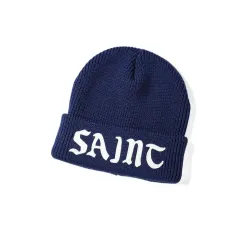 SAINT ロゴ入り 黒 ニットビーニー SAINT MXXXXXX SAINT ロゴ入り 黒ニット帽