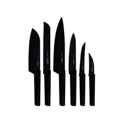 抗菌ハンドル 箱入り 敬老の日 3度の熱処理加工 引っ越し祝い 耐熱ステンレス鋼 ギフト 耐久力 6本セット ブラジル製 【抗菌】超軽量ブラックナイフカトラリー 23699/081 ニグマ TRAMONTINA トラモンティーナ