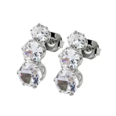 【シルバー×ピアス】[Cream dot. クリームドット公式] ピアス レディース  金属アレルギー ニッケルフリー キュービックジルコニア ビジュー 3連 大人 お呼ばれ パーティー 