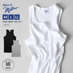 タンクトップ インナー メンズ 綿 Robert P.Miller ロバートピーミラー リブタンク インナータンクトップ コットン 綿100 無地 Uネック リブ トップス ノースリーブ M L LL 伸縮 カジュアルのサムネイル