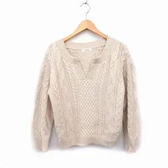 フリークスストア FREAKS STORE ニット セーター スリットネック ケーブル編み リブ ワイド 長袖 F ベージュ /NT6