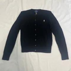 【226544】RALPH LAUREN ラルフローレン  コットン ケーブルニット カーディガン　サイズＸＬ(16)  ・ ブラック