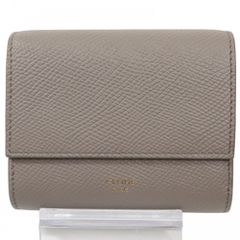 セリーヌ 三つ折り財布 レディース スモール トリフォールドウォレット ミニ財布 スナップボタン レザー 小物 CELINE 10B573BEL  カーフスキン   ベージュ ゴールド金具 美品【中古品】