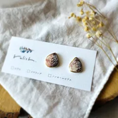 幻想的 ハート パープル 金継ぎ 陶器 ピアス イヤリング ノンホールピアス やきもの 1点もの ニュアンスカラー 淡い 紫 ピンク ゴールド 金 バレンタイン ギフト プレゼント 贈り物 誕生日