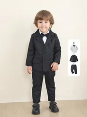 子供服 キッズ フォーマル スーツ ブレザー 男の子 ベビー服 3点セット ジャケット シャツ パンツ 卒園式 入園式 七五三 お宮参り タキシード風 結婚式 入学式 80 90 100 110 120 130cm