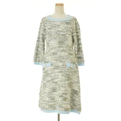 【toccocloset】186-168769 dolina パール装飾フェイクポケット付きツイードライクニット七分袖ワンピース