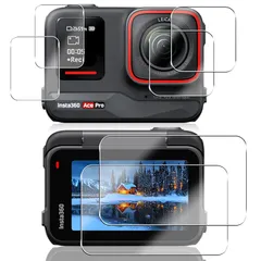 対応 Insta360 Ace Pro ガラスフィルム + カメラフィルム【アウタースクリーンフィルム用2枚 + インナースクリーンフィルム用2枚 + カメラ保護フィルム2枚】対応 インスタ360 Ace Pro フィルム 強化ガラス 液晶 保護フィルム 1