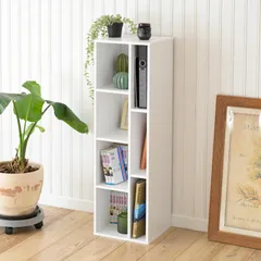 【新着商品】ラック 棚 本棚 マガジンラック A4ファイル対応 幅30.5×奥行29.5×高さ101cm 絵本 山善(YAMAZEN) 衣類 収納 組立品 ホワイト FCFR-1030(WH)
