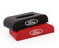 フォード Ford エンブレム自動車用ティッシュボックスケース 高級レザー製ティッシュBOX   ブラック/レッド 2色選択  モンデオ  TIERRA RS  mustang ST RACING   SHELBY675のサムネイル