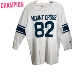 Champion  フットボール 7部丈Tシャツ Ｍ　ホワイトグリーン　古着　スポーツミックス　アメフト　1990
