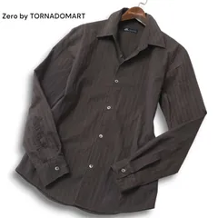 Zero by TORNADOMART トルネードマート 通年★ スリム 長袖 ストライプ シャツ Sz.L メンズ 日本製