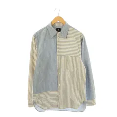 レッドイヤーポールスミス RED EAR PAUL SMITH 切り替えストライプシャツ L サックスブルー アイボリー ダークグレー /DO ■OS