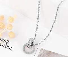 060 ローマ数字　ジルコニア　シルバー　リンク　ネックレス