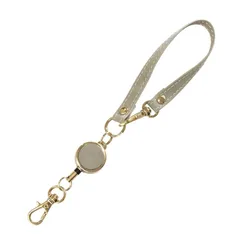 [Pretimo] リールストラップ リール付き グレージュ レザー 手触りがいい 起毛素材 レディース メンズ