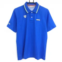 アディダス 半袖ポロシャツ ブルー×イエロー ケーブル編み柄  メンズ L/G ゴルフウェア adidas