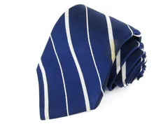 フェアファクス ブランドネクタイ ストライプ柄 シルク ハンドメイド 日本製 メンズ ネイビー FAIRFAX 【中古】