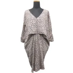 美品 URBAN RESEARCH アーバンリサーチ DOORS ラージ ドット ドレープ ワンピース ドレス パーティー DL9-M6006 サイズF ベージュ レディース 古着 中古 USED