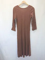 ◇ Θ Ambre Neige アンブルネージュ バックリボン 長袖 膝下丈 ワンピース サイズF ブラウン レディース E  【1505290038355】