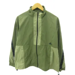 アディダス adidas タグ付 ウインドフルジップ ワーディング ルーズフィット ウーブンジャケット ロゴ 刺繍 M カーキ HC2549 0831