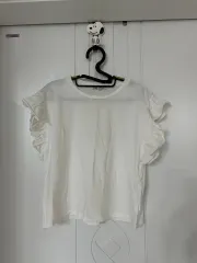 ZARA ZARA(ザラ) 白 フリル 半袖 Tシャツ S