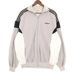 80年代 フランス製 adidas アディダス トラックジャケット スポーツ グレー (メンズ F192) 中古 古着 A3720