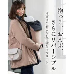 【新品未使用品】送料込み～SWEET MOMMY～  スウィートマミー 配色使いリバーシブルダウンママコート 産前産後兼用 ダウン90％の上質素材！ブラック x キャメル LL TJ-1077のサムネイル